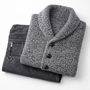 ZARA Kids Bundle – Gray Knit Cardigan & Black Jeans, Size 8, Great Condition